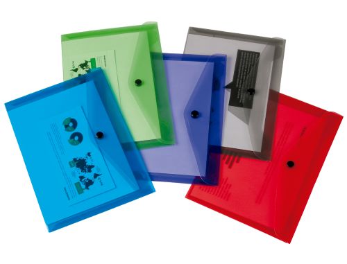 Bolsa porta documentos liderpapel com mola din a6 vermelho transparente , Liderpapel , 74258 , 8423473742581